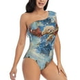 thumbnail image 3 of Sikiie Dog Angel Ascension Print Women One Piece Swimsuits Tummy Control One Shoulder Bathing Suits Ruffle Swimwear, From S to XXL-XX-Large, 3 of 6