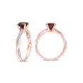 thumbnail image 3 of 1.30 Carat (Ctw) Round-Cut Garnet Ring in 14K Rose Pink Gold with Diamonds for Women, 3 of 6