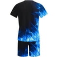 thumbnail image 4 of Ecqkame Men Tracksuits Casual 2 Piece Set Clearance Men Print Short Sleeves Casual Beach Short Sleeve Round-Neck Blouses & Shirts Sets Blue L, 4 of 5