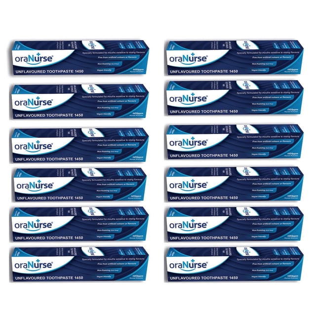 Pasta de dientes Oranurse sin sabor 50 ml con 1450 ppm de flúor (x12)