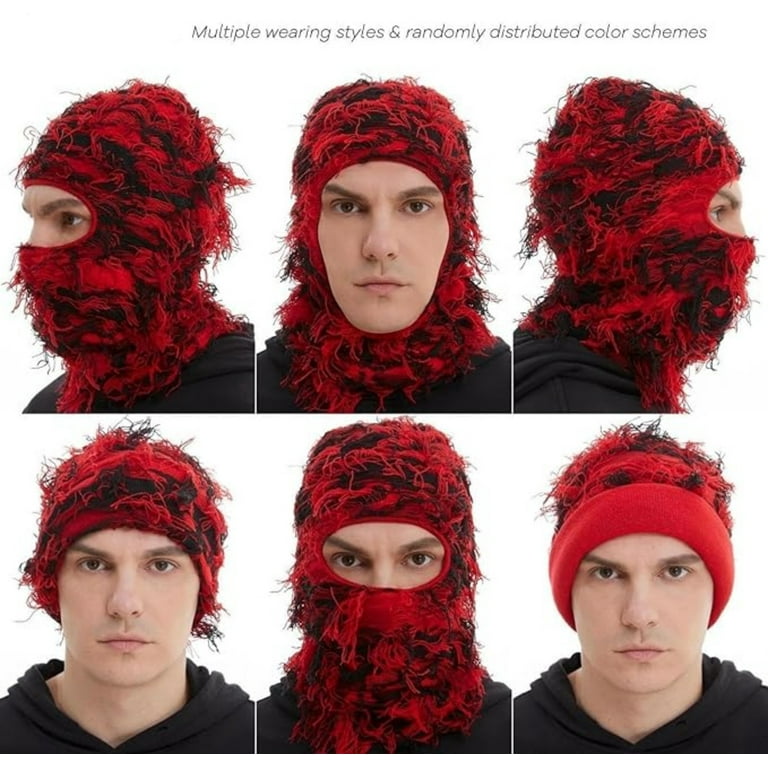 マフラー・ストール KOLEAT Mock tee ver winter thermal knit neck balaclava scarf Balaclava Distressed Knitted Full Face Ski Mask Winter