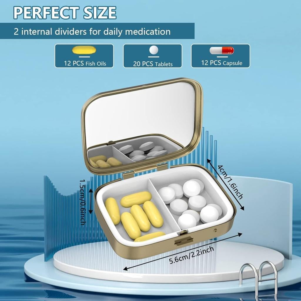 HannLk Metal Pills Organizers Portable Decorative Storage Case for Jewelry Vitamins