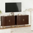 thumbnail image 5 of Aisword Sideboard Buffet Cabinet with Storage,Mid Century Modern Fluted Accent Coffee Bar Console Table,Tambour Sliding Doors& Adjustable Shelf for Kitchen, Living Room, Entryway, 40 Inch Dark Walnut, 5 of 6