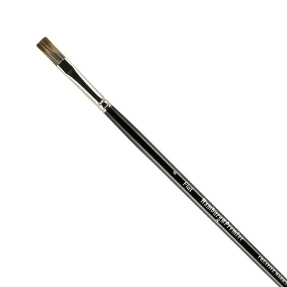 Creative Mark Hamburg Premiere Professional Oil Painting Brushes - Flat #8 Oil Paint Brush - Handmade in Germany, Natural & Synthetic Hair Blend, Long Triple-Lacquered Birch Handle