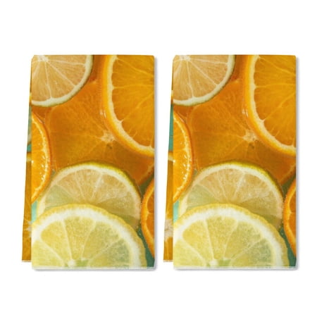 YladaFaie 2 Pack Yellow Lemons Watercolor Pattern Hand Towels Polyester Decorative Dish Towel for Bathroom Hand Drying Cleaning Cooking Towel Gift Set 16 x 24 Inch