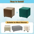 thumbnail image 4 of Stretch Ottoman Cover Rectangular Square Ottoman Slipcover with Elastic for Foot Stool Living Room Bedroom Fit Length 83-101cm / 32.68"-39.76", M-Large, Dark Green, 4 of 6