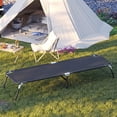 thumbnail image 2 of Gymax Folding Camping Bed Outdoor Portable Military Cot Sleeping Hiking Travel Black, 2 of 7