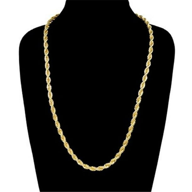 Jewelry 6 mm & 24 in. 14K Gold Plated Rope Chain Necklace