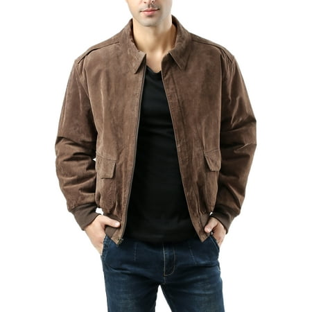 Landing Leathers Mens Air Force A-2 Suede Leather Flight Bomber Jacket (Regular &