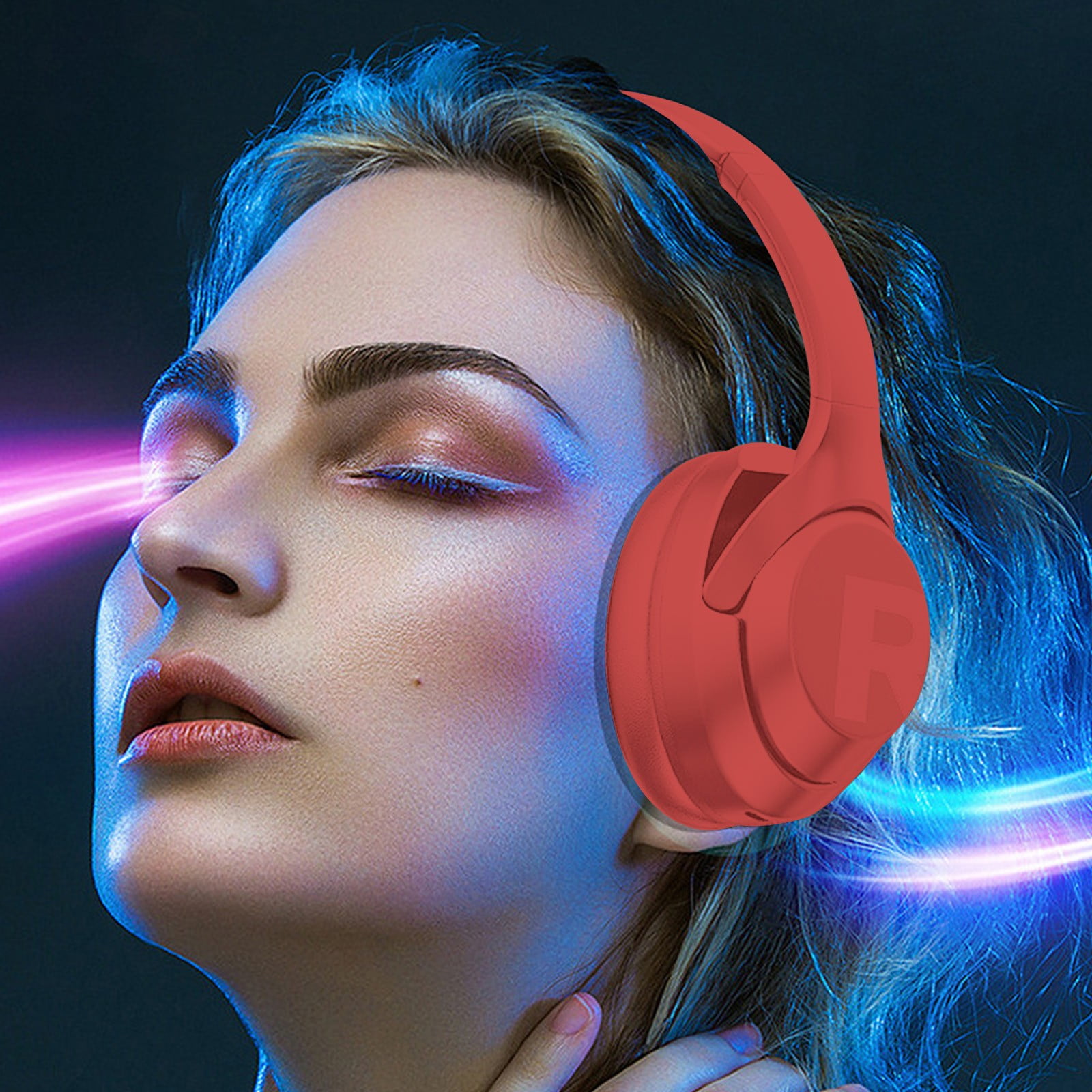 Oggfader Wireless Headphones Bluetooth Earphone Wireless Headphones Stereo Foldable Sport Earphone Microphone Headset Handfree Red