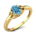 thumbnail image 2 of 925 Sterling Silver Gold Vermeil 6X4mm Oval Swiss Blue Topaz Solitaire Women Mother's Day Gift Ring, 2 of 3