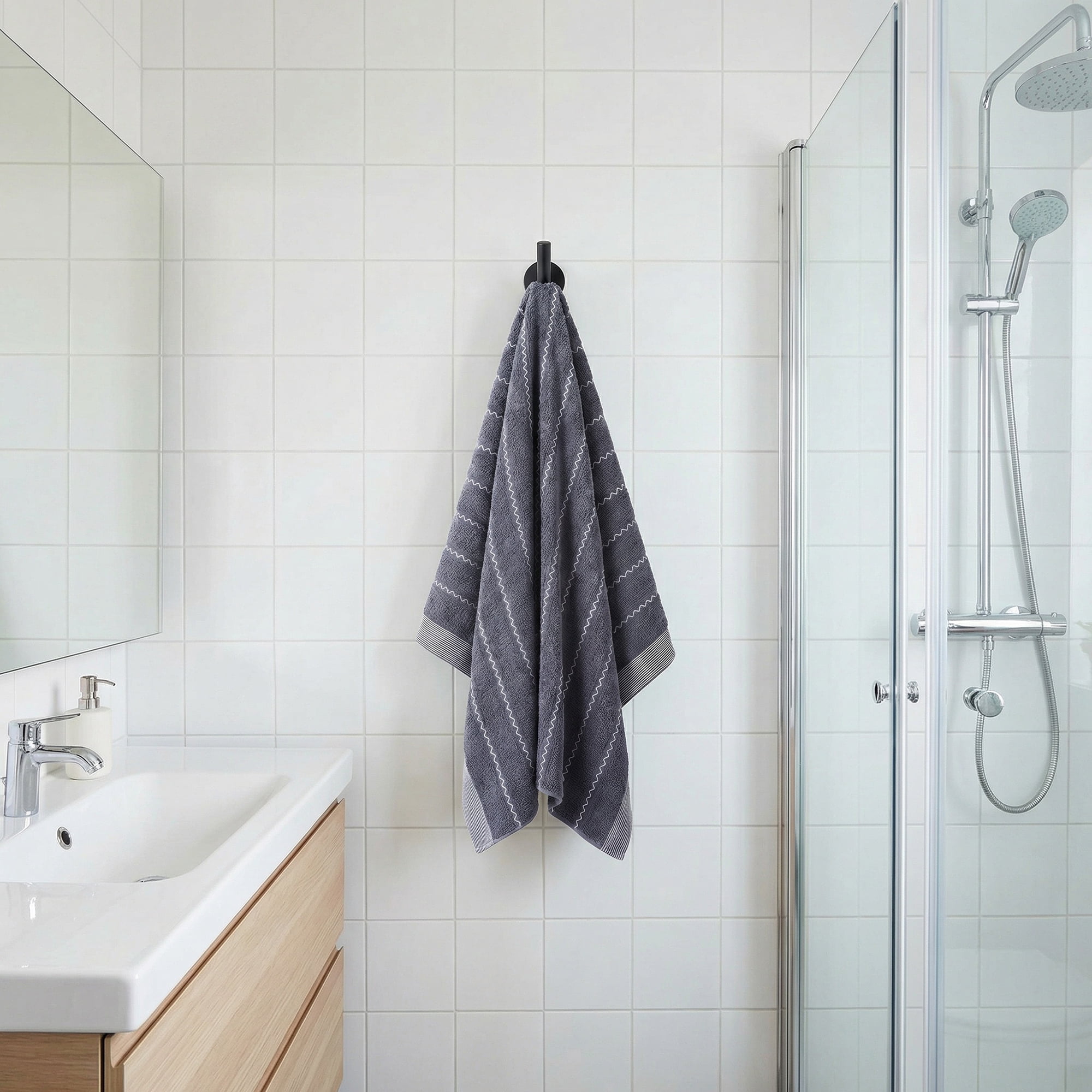 Unique Bargains Ultra Soft Highly Absorbent Cotton Stripe Bath Towel Blue 55" x 28"
