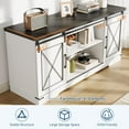 thumbnail image 6 of Farmhouse TV Stand for TV up to 65",  TV Media Console Table with Storage Cabinet, Entertainment Center with Sliding Barn Doors for Living Room, Bedroom, White, 6 of 7