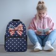 thumbnail image 2 of Yspwyqan Girls Backpack Ages 8-10, USA Flag Star Bow School Backpack 17 Inch with Side Pockets, Double Zipper Large Capacity Bookbag, Fits 15.6 Laptop for Elementary Middle School, 2 of 7