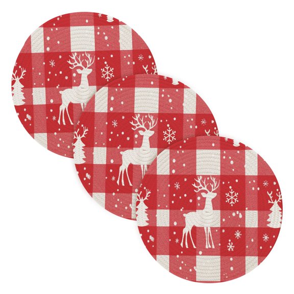 BZSMCE Mats for Pots,Pans Place The Christmas Printing Simple Style Pattern Pot Mats
