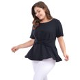 thumbnail image 2 of Mujer TalExtMangas Cortas Frente Nudo retorcido Peplo Top Azul Marino XXL, 2 of 6
