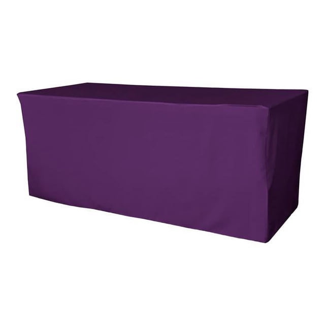 LA Linen TCpop-fit-96x48x30-PurpleP23 4.3 lbs Polyester Poplin Fitted Tablecloth, Purple