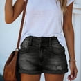 thumbnail image 6 of GUACER Ripped Denim Shorts for Women High Waist with Double Button Distressed Rolled Cuff Summer Casual Jean Shorts, 6 of 7