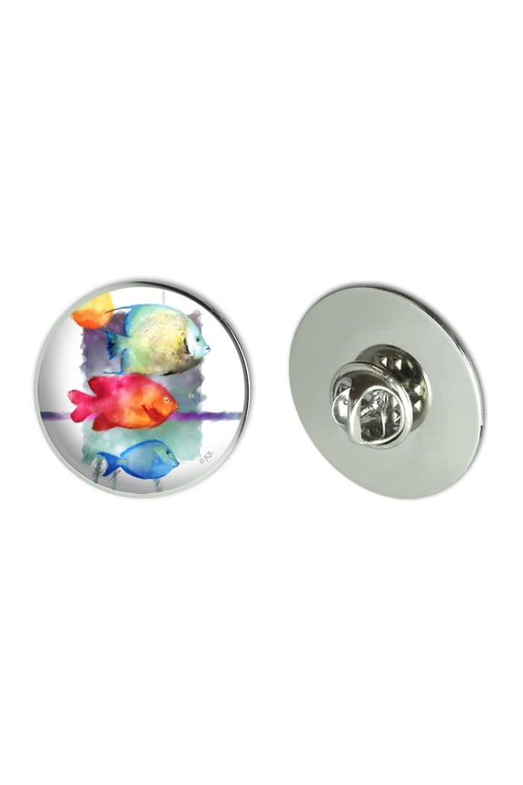 Sun Fish Watercolor Tropical Beach Metal 1.1" Tie Tack Hat Lapel Pin Pinback
