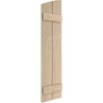 thumbnail image 3 of Ekena Millwork 11"W x 62"H (58 3/8" Low Side) Timberthane Sandblasted Two Board Joined Board-n-Batten w/Elliptical Top Faux Wood Shutters (Per Pair), Primed Tan, 3 of 6