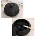 thumbnail image 4 of Cigar Ashtray, Chinese Ceramic Ashtray With A Cover Tea Table Coffee Table Small Decoration Apartment Bedroom Retro Cigar Smoke And Smoke,Round Black, 4 of 7