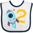 thumbnail image 3 of Inktastic Rocket Space Ship Happy Second Birthday Boys or Girls Baby Bib, 3 of 4