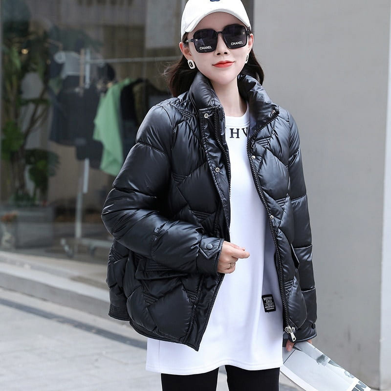 DanceeMangoo Winter Coat Women Fashion Korean Slim Pink Jacket Thin Short  Coats and Jackets for Women Bread Coat Winterjacke Damen Zm 