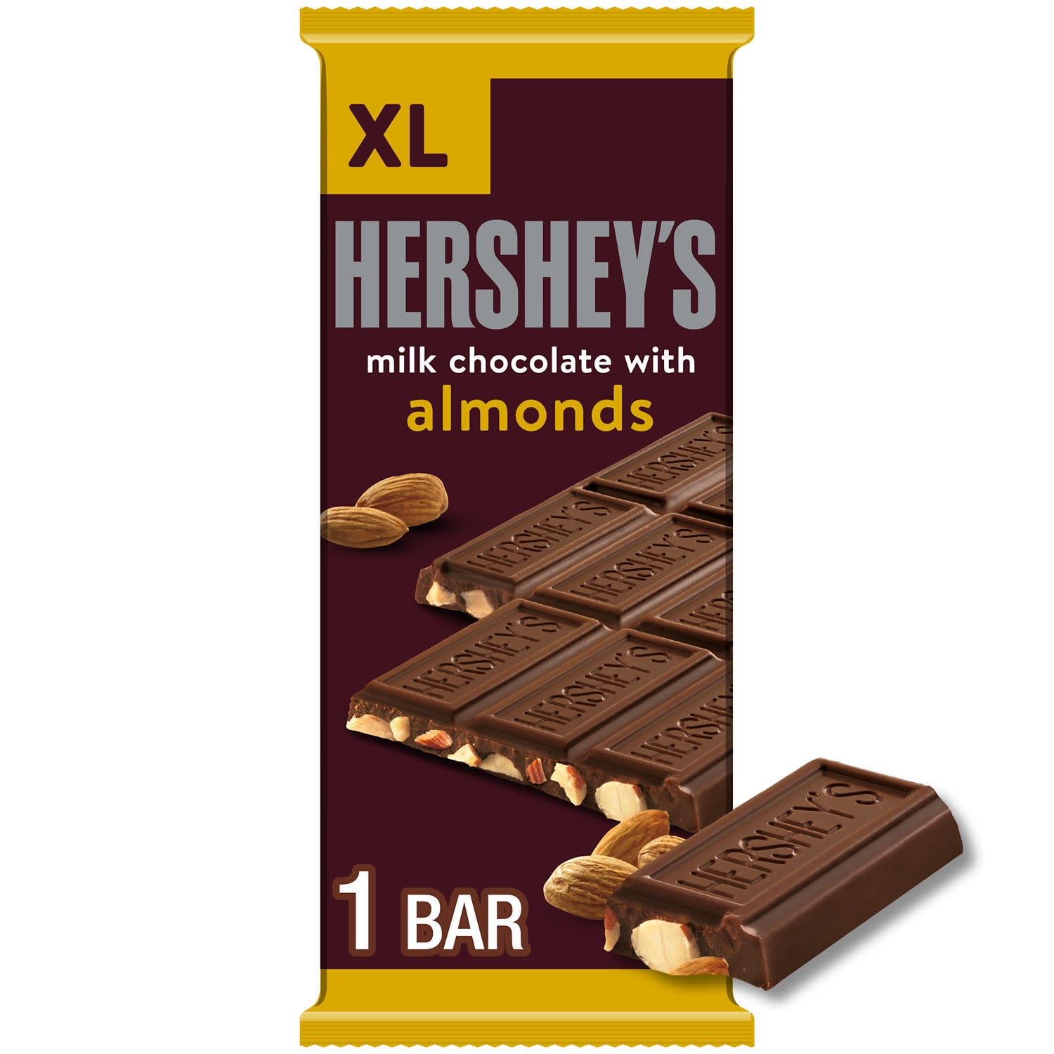 Hershey's Milk Chocolate with Whole Almonds Candy, Bar 1.45