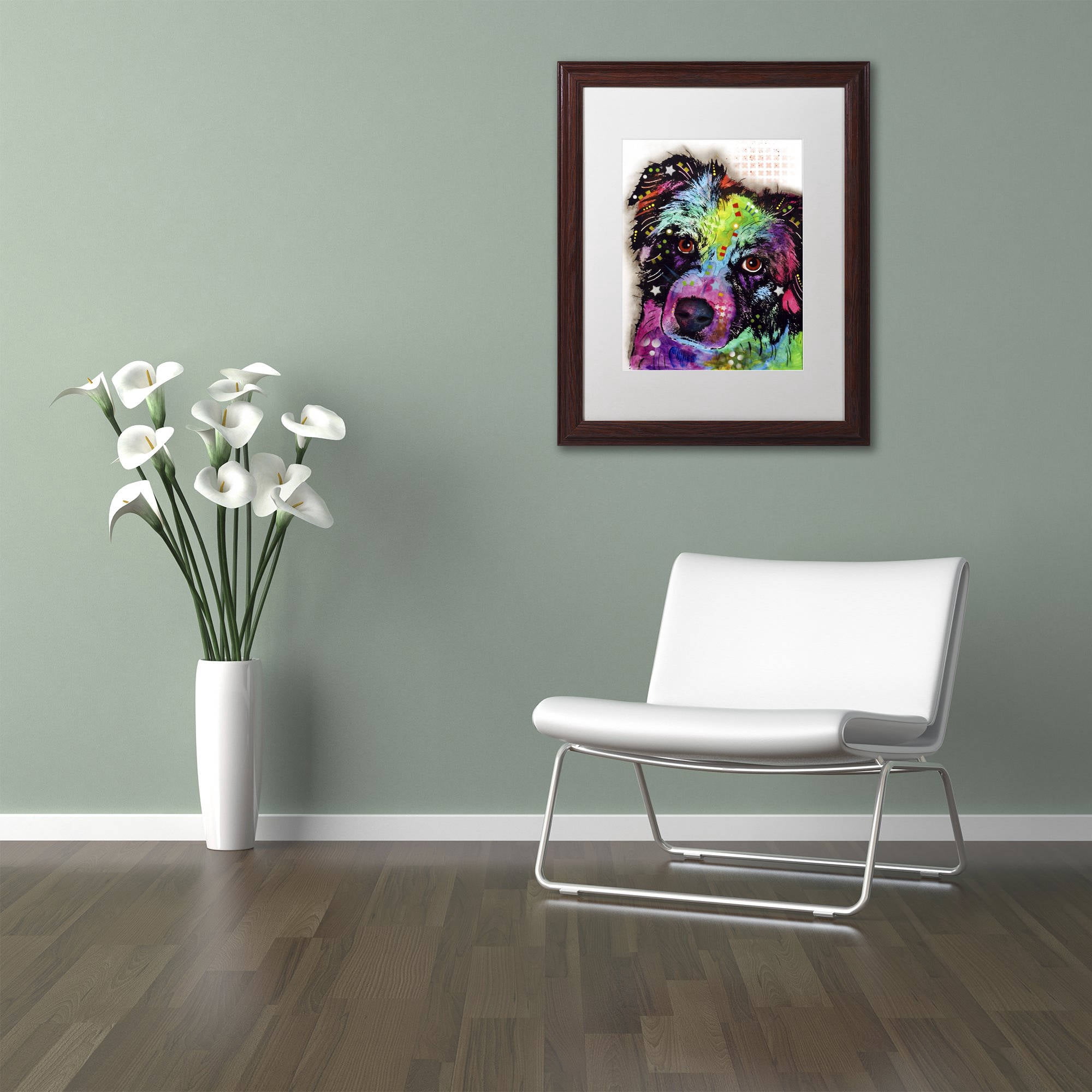 Trademark Fine Art "Aussie" Canvas Art by Dean Russo, White Matte, Wood Frame