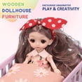 thumbnail image 3 of HLONK Ensemble de Jeu de Maison de Poupée en Bois avec Mini Poupée XYMTOY Mobilier de Jeu de Rôle Jouet pour Garçons et Filles Comprend un Lit à Bascule et une Poupée Convenant aux Âges 3+, 3 of 7