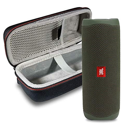 JBL FLIP 5 Portable Speaker IPX7 Waterproof On-The-Go Bundle with Hard Shell Case (Green)