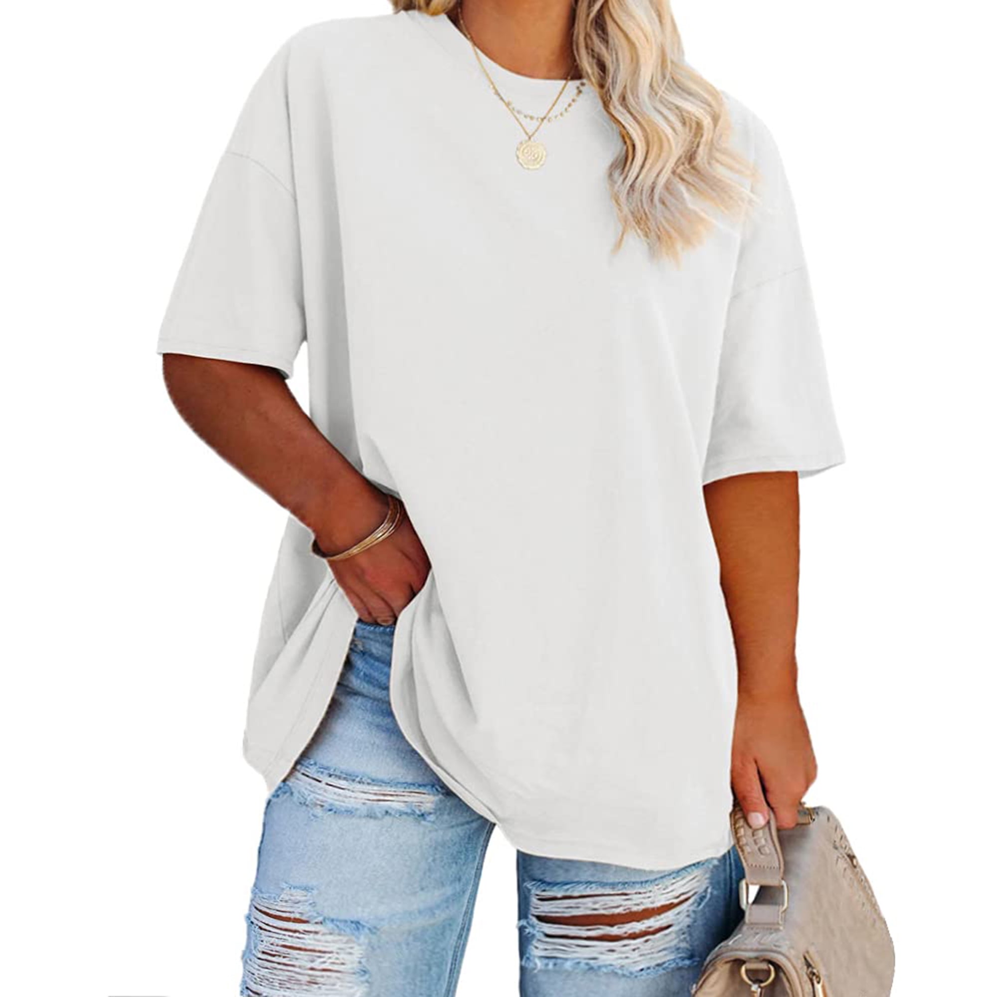 Ptaesos Women's Plus Size T Shirts Oversized Tees Summer Short Sleeve ...