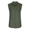 thumbnail image 7 of Rovga Men Dress Shirts Male Summer Solid Color Sleeveless Top Double Turn Down Shirt With Pocket Green Xxxl, 7 of 7