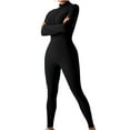 thumbnail image 2 of Women Winter Tight Jumpsuit Sport Yoga Workout Ribbed Zipper Long Sleeve Dance Training Fitness Yoga Suit, 2 of 4