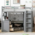 thumbnail image 3 of Bellemave Twin Size Loft Bed with Desk and Storage Wardrobe, Solid Wood Loft Bed Frame with Storage Drawers, High Loft Bed Twin for Teens Adults Bedroom（Gray), 3 of 10