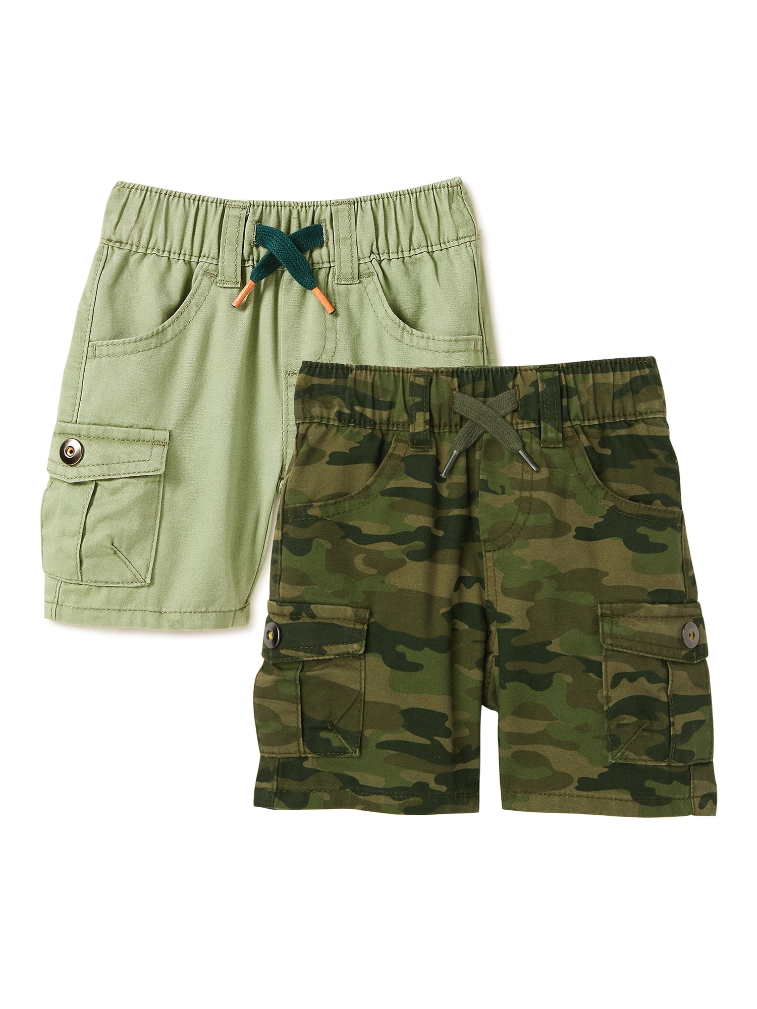 Wonder Nation Baby and Toddler Boy Cargo Shorts Multipack, 2Pack