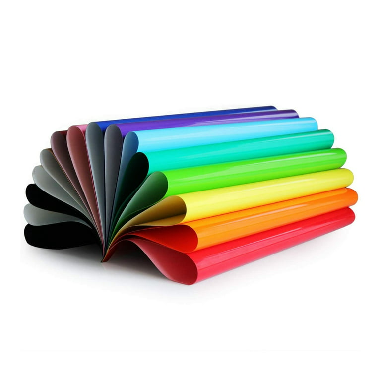 CAREGY HTV Vinyl Bundle Heat Transfer Vinyl 12x10 - 45 Pack Includes 30  Pack Assorted Colors Sheets and 2 Sheets Teflon, Iron On Vinyl for DIY