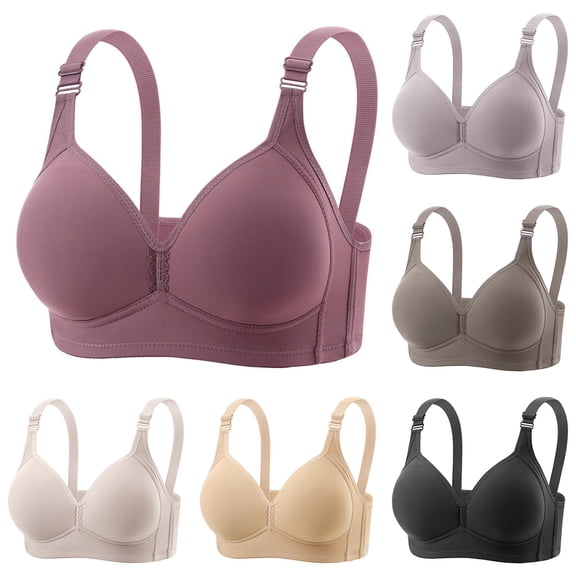 Feancey Women's Plus Size Push Up Bra Comfy Full Coverage Minimizer Bras Breathable Casual Wireless Bra High Support No Underwire Everyday Bralettes Beige 36