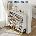 thumbnail image 5 of Shoe Storage Cabinet with 2 Flip Drawers, Freestanding Narrow Shoe Organizer with Adjustable Shelf & Metal Legs for Entryway, Hallway, Living Room, White, 5 of 9