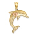 thumbnail image 3 of 14k Gold Two-tone Two Tone Dolphin w/Heart Pendant Charm, 3 of 4