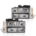 thumbnail image 2 of AJP Distributors Chrome Housing Amber Signal Headlights + Corner Bumper Lamps Pair Compatible/Replacement For GMC C10 C/K Sierra Suburban Yukon 1994 1995 1996 1997 1998 1999 2000 94 95 96 97 98 99 00, 2 of 8