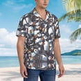 thumbnail image 5 of Puffin Huddle Hawaiian Shirts For Men, Summer Short-Sleeve Relaxed-Fit Button-Down Shirts Large, 5 of 9