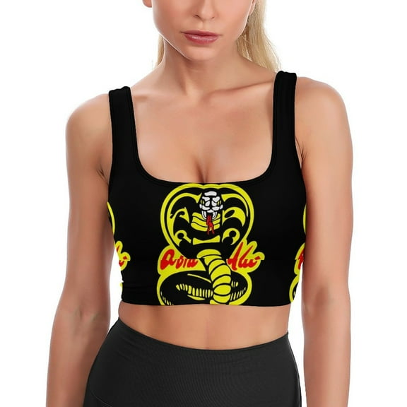 Cobra Kai Yoga Vest Basic Racerback Fitted Crop Tops Printed Sports Bra for Women Girls L