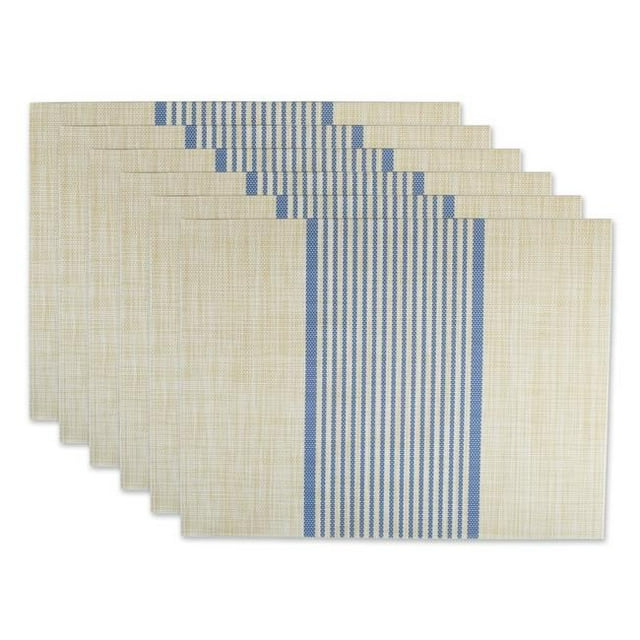 Design Imports CAMZ11804 Napperon Tissé en PVC à Rayures Bleues Françaises - Ensemble de 6