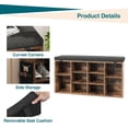 thumbnail image 6 of Entryway Shoe Bench with Storage & Cushioned Seat | Wooden Shoe Rack Organizer with Adjustable Shelves & Side Pockets for Hallway, Mudroom & Porch, Living Room, 6 of 8