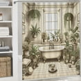 thumbnail image 5 of JEUXUS Bathroom Shower Curtain, Oasis Scene with Fiddle Leaf Plants, Multiple Sizes White, 5 of 6