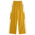 thumbnail image 2 of Teen Girls Cargo Pants Baggy Straight Wide Leg Track Sweatpants Striped Joggers with Pockets Athletic Streetwear Yellow 7-8 Years, 2 of 6