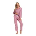 thumbnail image 5 of ANLIQI Women's 100% Cotton Long Sleeve Pajama Sets Button Down Notched Collar Sleepwear Soft Lounge Pjs with Pockets (Dusty Rose,XL), 5 of 8