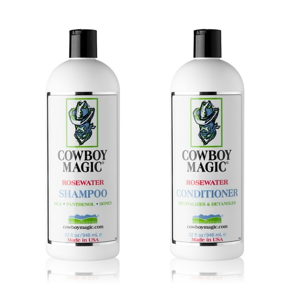 Cowboy Magic Rosewater Shampoo & Conditioner (32 oz Each) – Restores Moisture, Cleanses, and Leaves Hair Smooth & Silky