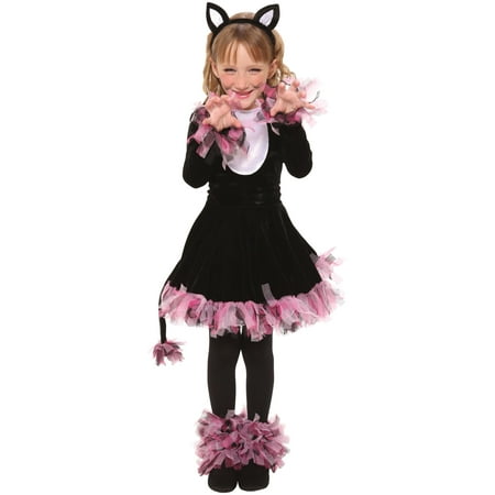 Living Fiction Feisty Kitty Cat Halloween 4pc Girl Costume, Black